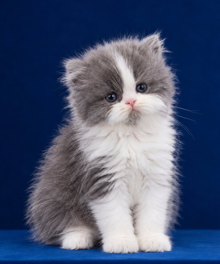 Blue and white British Longhair kitten